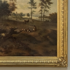 17th Century European Pastoral Landscape Oil on Canvas in Original Frame