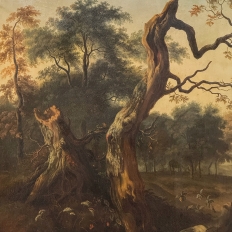 17th Century European Pastoral Landscape Oil on Canvas in Original Frame