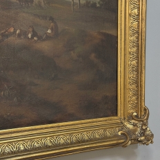 17th Century European Pastoral Landscape Oil on Canvas in Original Frame