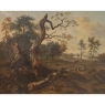 17th Century European Pastoral Landscape Oil on Canvas in Original Frame