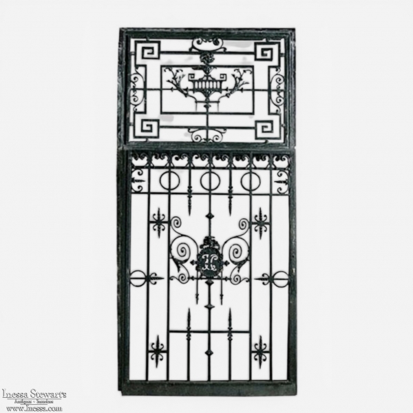 Grand 19th Century Paris Townhouse Hand Forged Wrought Iron Door and Frame, Circa 1870&rsquo;s