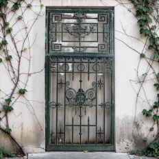 19th Century Paris Townhouse Hand Forged Wrought Iron Gate and Frame, Circa 1870’s