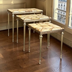 Set of Mid-Century Brass & Marble Nesting Tables