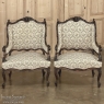 Pair 19th Century French Louis XV - Regence Armchairs ~ Bergeres