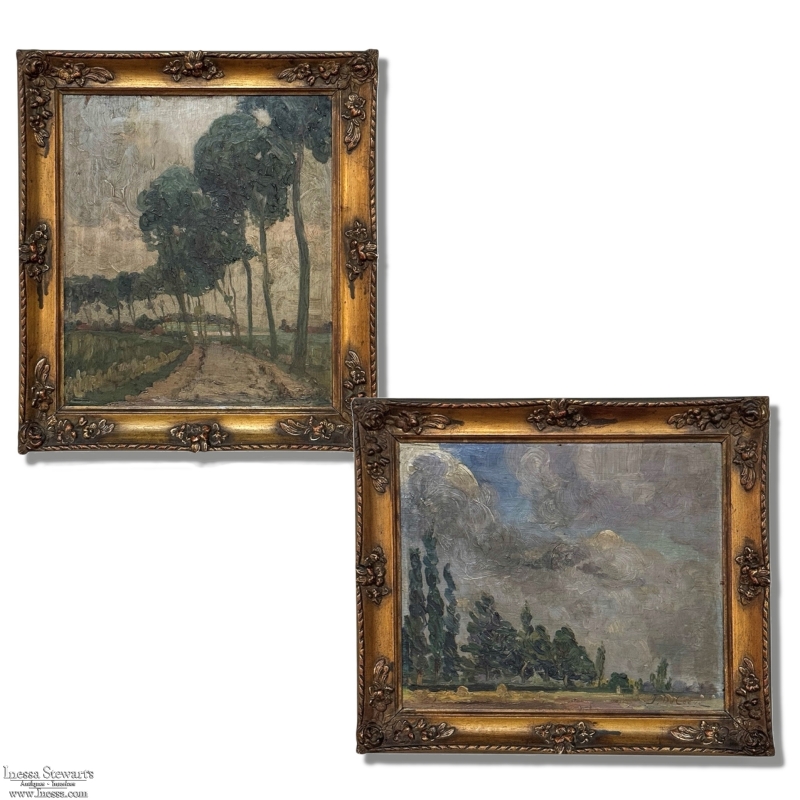 Set of 2 Framed Oil Paintings on Panel by Joseph F. DeCoene
