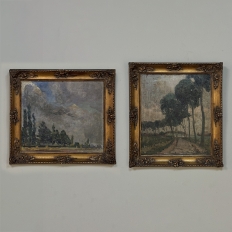 Set of 2 Framed Oil Paintings on Panel by Joseph F. DeCoene