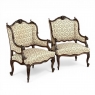 Pair 19th Century French Louis XV - Regence Armchairs ~ Bergeres