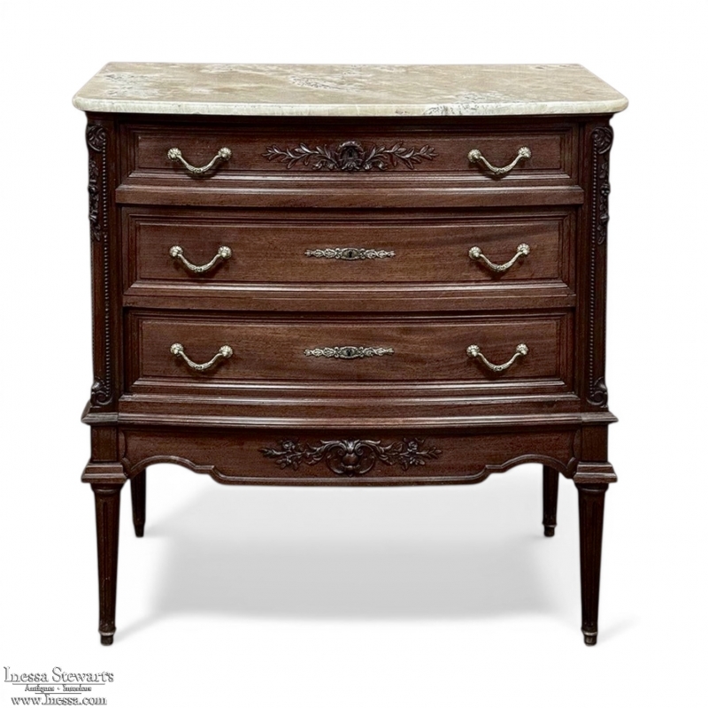 19th Century French Louis XVI Mahogany Onyx Top Commode