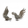 Pair of Antique Silver-Plated Brass Fighting Cocks