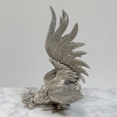 Pair of Antique Silver-Plated Brass Fighting Cocks