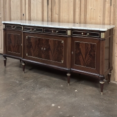 Antique Directoire Style French Mahogany Buffet with Carrara Marble Top