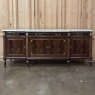 Antique Directoire Style French Mahogany Buffet with Carrara Marble Top