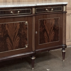 Antique Directoire Style French Mahogany Buffet with Carrara Marble Top