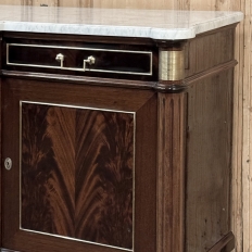 Antique Directoire Style French Mahogany Buffet with Carrara Marble Top