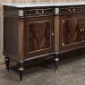Antique Directoire Style French Mahogany Buffet with Carrara Marble Top