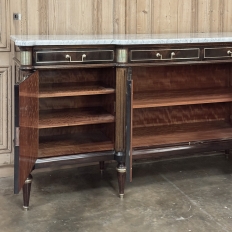 Antique Directoire Style French Mahogany Buffet with Carrara Marble Top