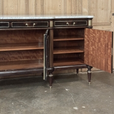Antique Directoire Style French Mahogany Buffet with Carrara Marble Top