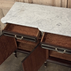 Antique Directoire Style French Mahogany Buffet with Carrara Marble Top
