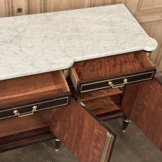 Antique Directoire Style French Mahogany Buffet with Carrara Marble Top