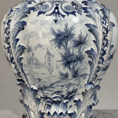 18th Century Hand-Painted Delft Jardinière, Signed LVD
