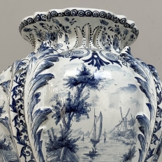 18th Century Hand-Painted Delft Jardinière, Signed LVD