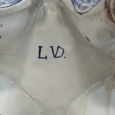 18th Century Hand-Painted Delft Jardinière, Signed LVD