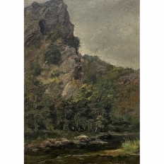Framed Oil Painting on Panel by Laurent Souky (1914–2005), 'Rochers des Nutons'