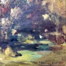 Framed Oil Painting on Canvas by Martin Bollé (1912–1968) 'Still Life with Bouquet of Roses' dated 1961