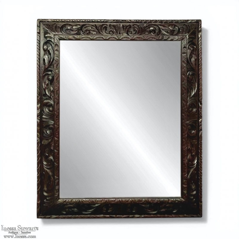 Antique French Renaissance Hand-Carved Wall Mirror