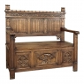 Antique Gothic Revival Carved Hall Bench
