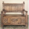 Antique Gothic Revival Carved Hall Bench