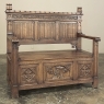 Antique Gothic Revival Carved Hall Bench