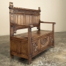 Antique Gothic Revival Carved Hall Bench