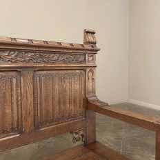 Antique Gothic Revival Carved Hall Bench
