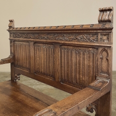 Antique Gothic Revival Carved Hall Bench