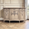 19th Century French Louis XVI Marble Top Buffet in Stripped Oak