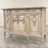 19th Century French Louis XVI Marble Top Buffet in Stripped Oak