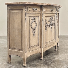 19th Century French Louis XVI Marble Top Buffet in Stripped Oak