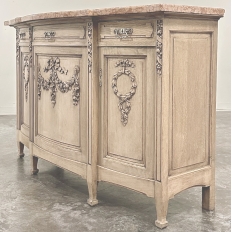 19th Century French Louis XVI Marble Top Buffet in Stripped Oak