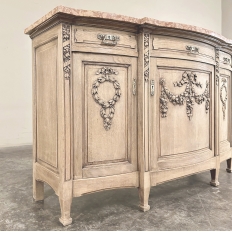 19th Century French Louis XVI Marble Top Buffet in Stripped Oak