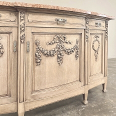 19th Century French Louis XVI Marble Top Buffet in Stripped Oak