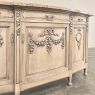 19th Century French Louis XVI Marble Top Buffet in Stripped Oak