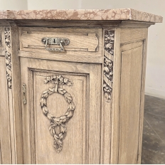 19th Century French Louis XVI Marble Top Buffet in Stripped Oak