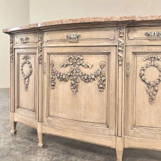 19th Century French Louis XVI Marble Top Buffet in Stripped Oak