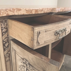 19th Century French Louis XVI Marble Top Buffet in Stripped Oak
