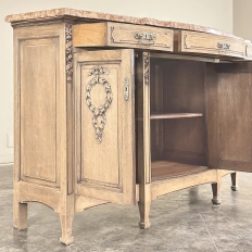 19th Century French Louis XVI Marble Top Buffet in Stripped Oak