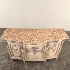19th Century French Louis XVI Marble Top Buffet in Stripped Oak