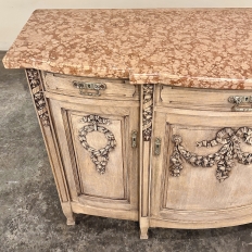 19th Century French Louis XVI Marble Top Buffet in Stripped Oak
