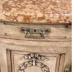 19th Century French Louis XVI Marble Top Buffet in Stripped Oak