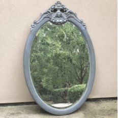 19th Century French Louis XVI Oval Painted Mirror
